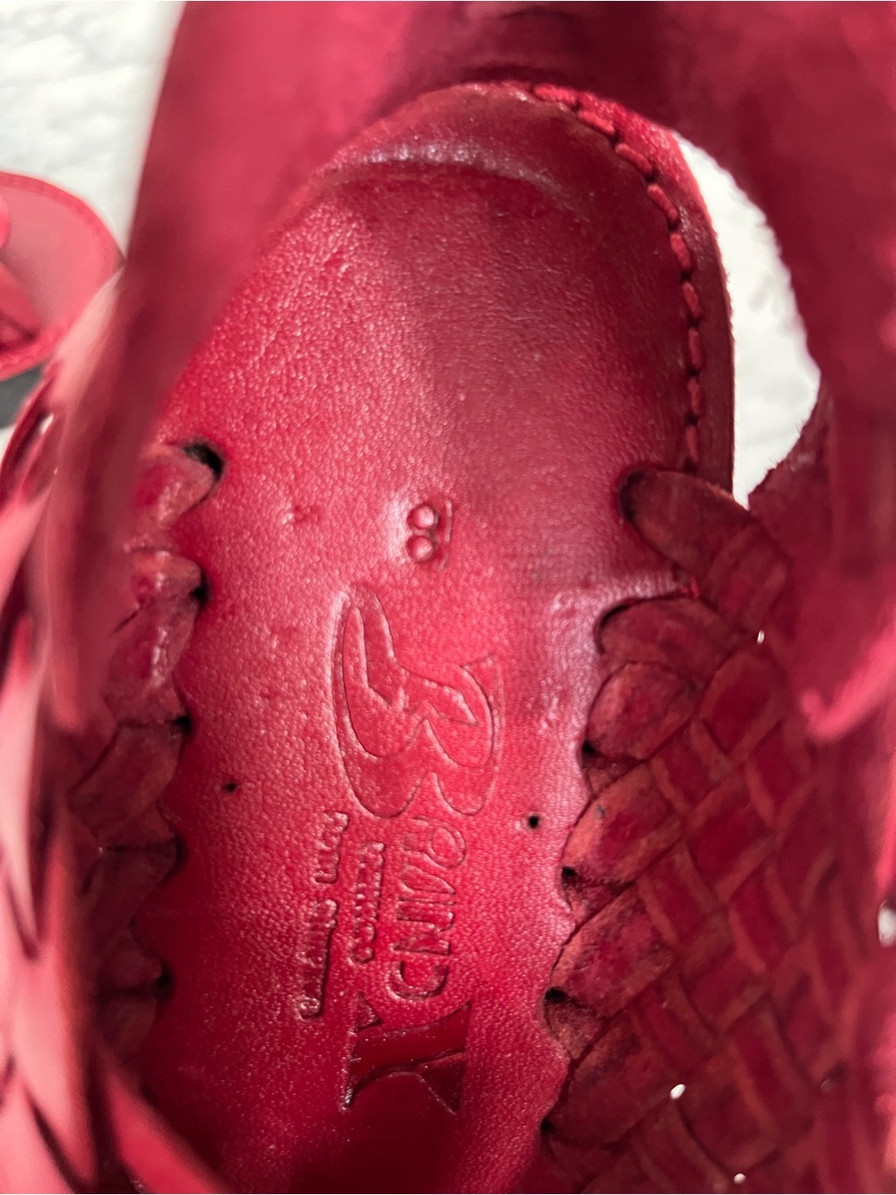 Brand X red leather huaraches sandals made in Mexico open toe woman’s size 8 - Picture 9 of 11